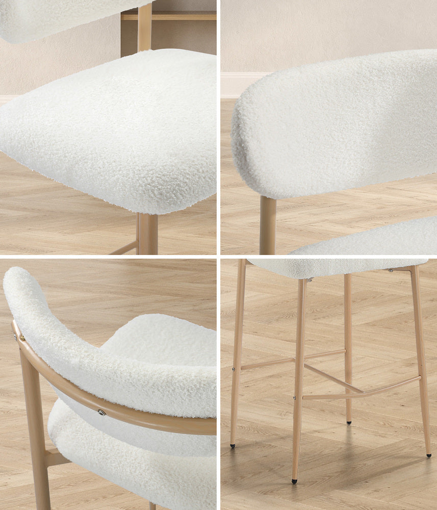 2x/4x Bar Stools Boucle Fabric Black/Natural and White