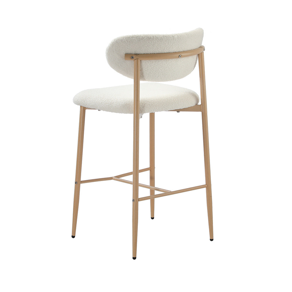 2x/4x Bar Stools Boucle Fabric Black/Natural and White