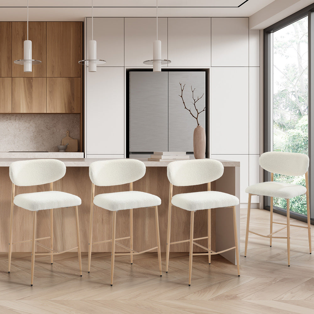2x/4x Bar Stools Boucle Fabric Black/Natural and White