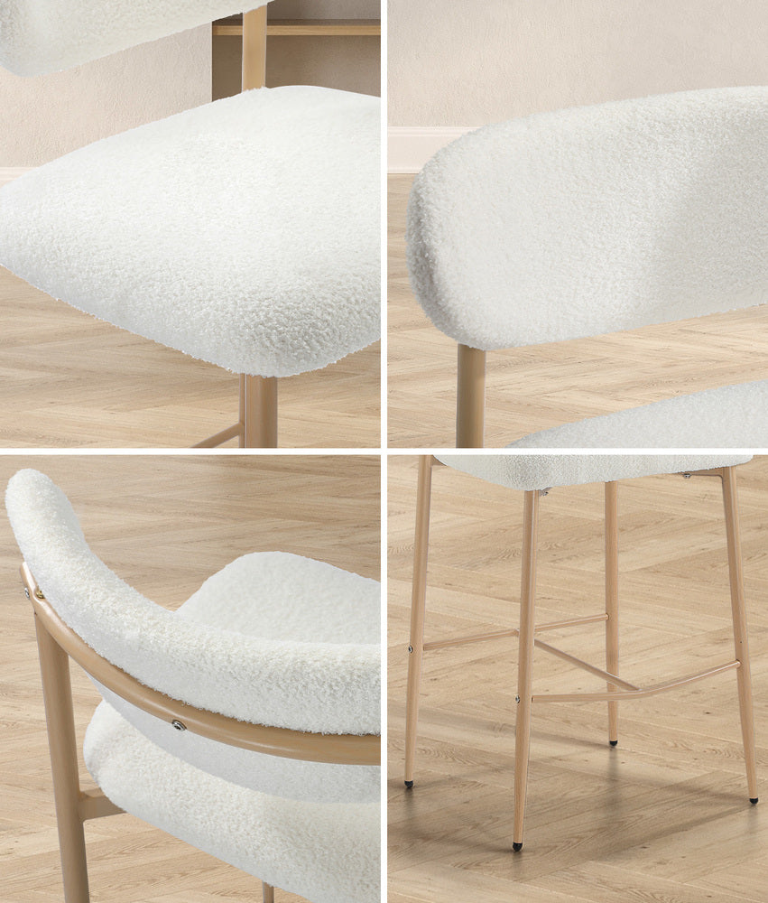2x/4x Bar Stools Boucle Fabric Black/Natural and White