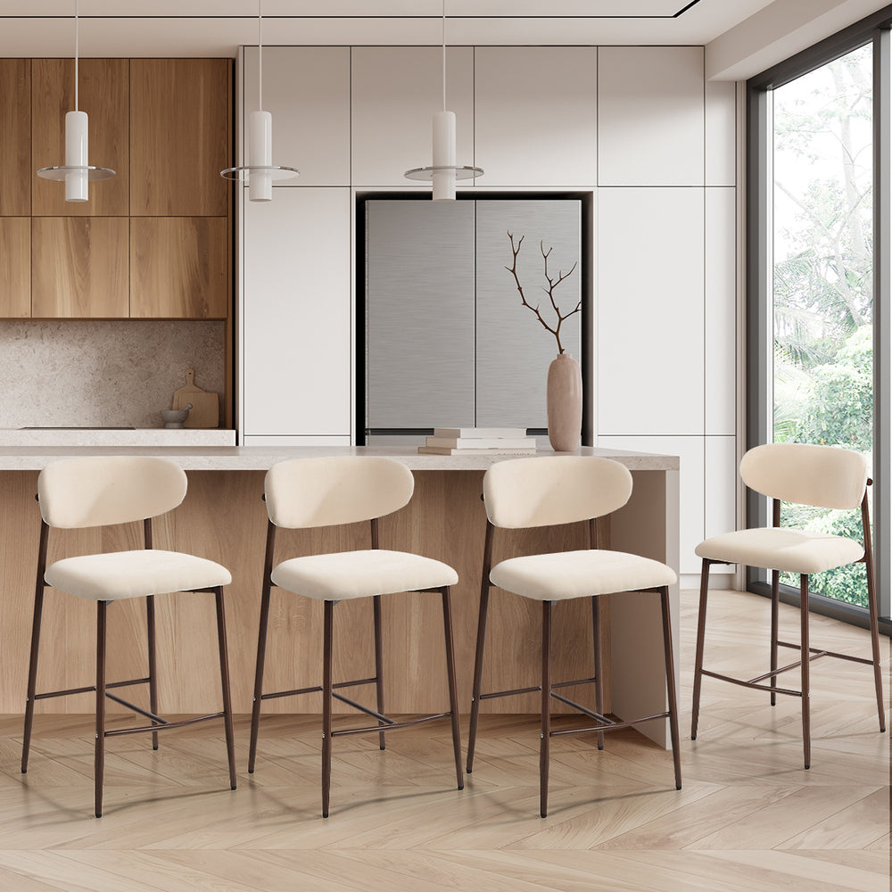 Bar Stool Walnut Boucle 51.5x46x95.5cm