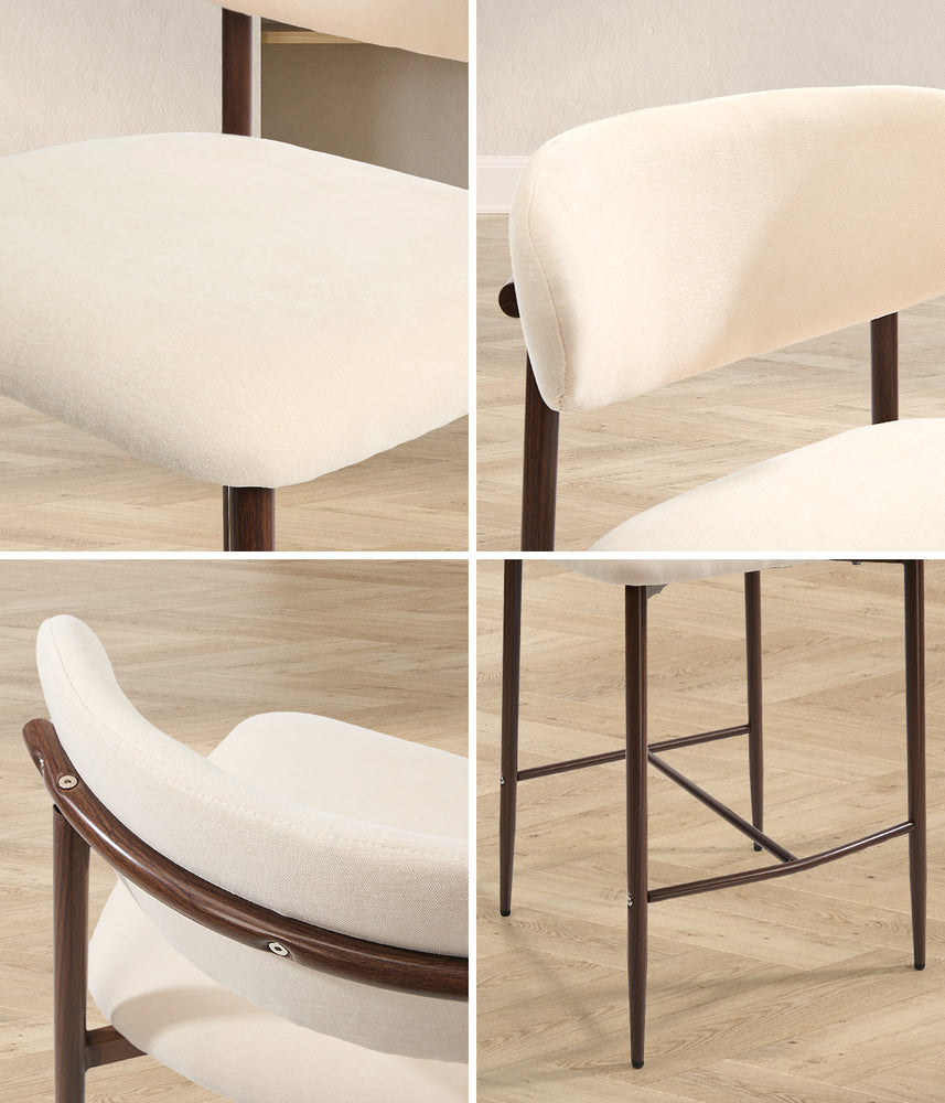 Bar Stool Walnut Boucle 51.5x46x95.5cm