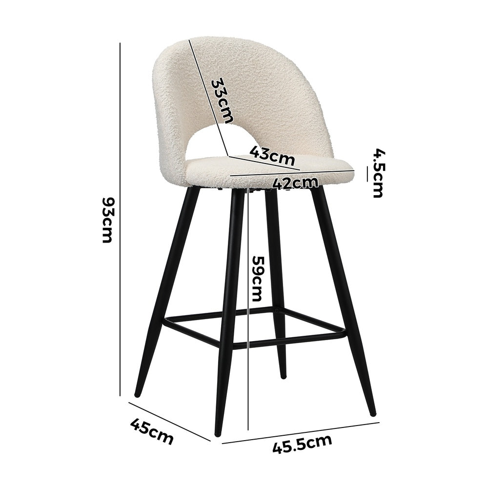 Bar Stools Kitchen Counter Stool Boucle Green/White