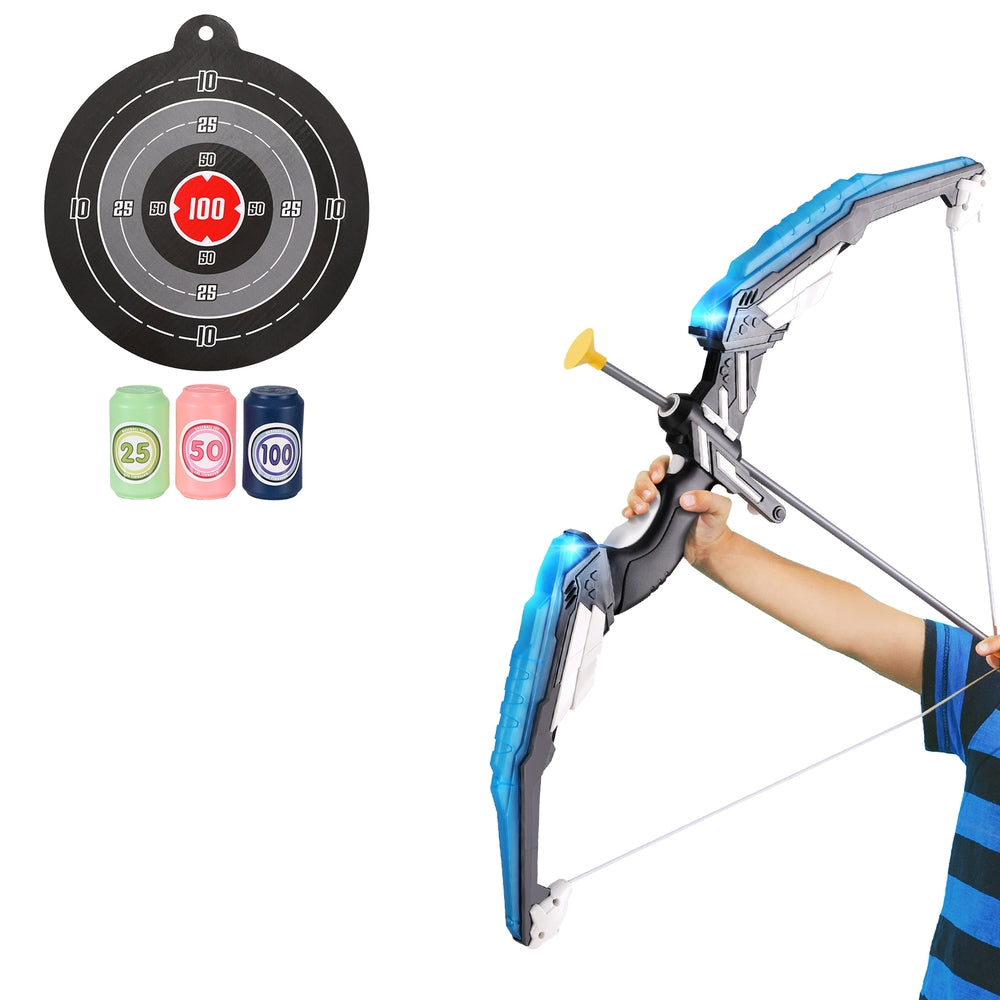 Kids Bow and Arrow Target Set Outdoor Sport Archery Toys Bottle LED Light | Outdoor Play Equipment