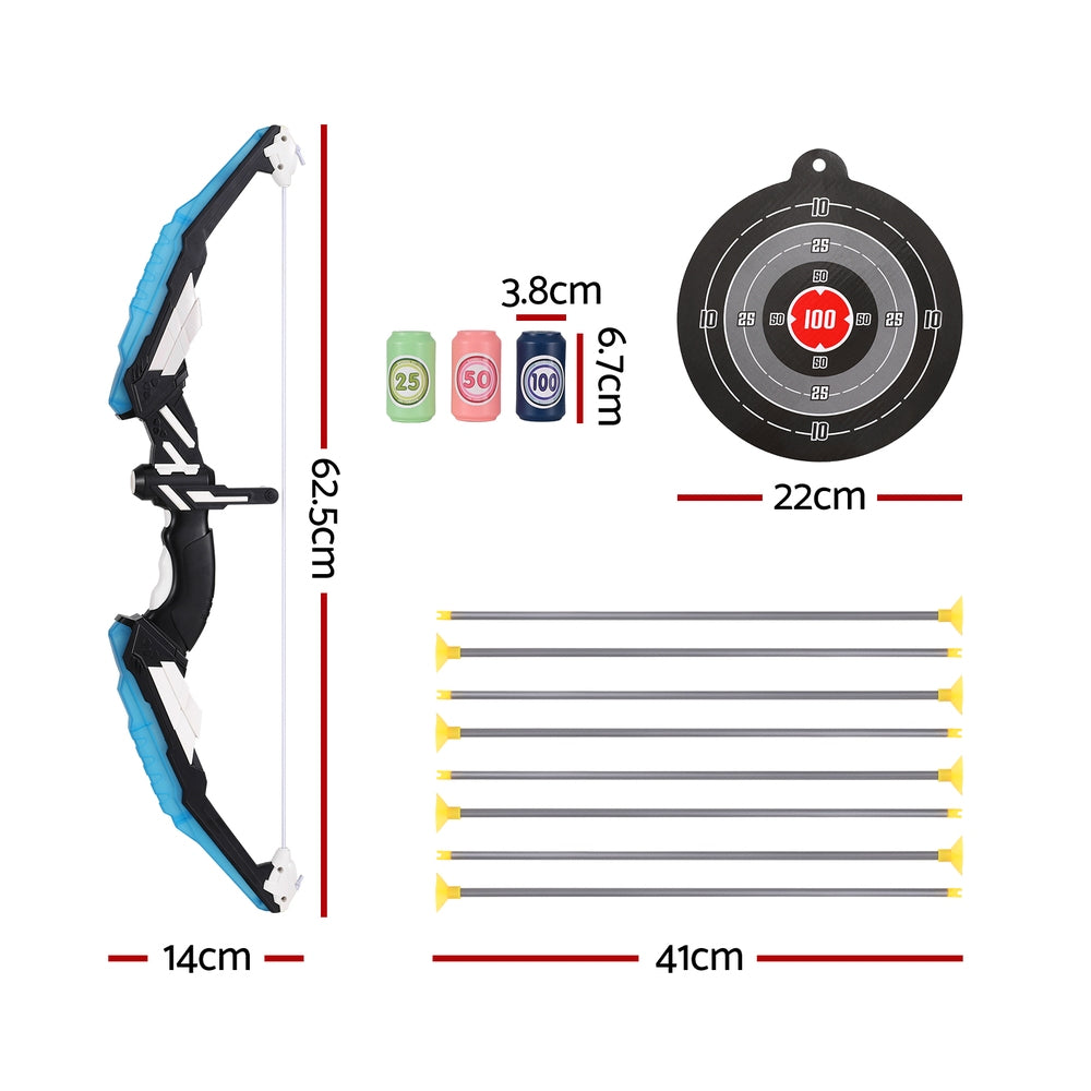 Kids Bow and Arrow Target Set Outdoor Sport Archery Toys Bottle LED Light, Outdoor Play Equipment