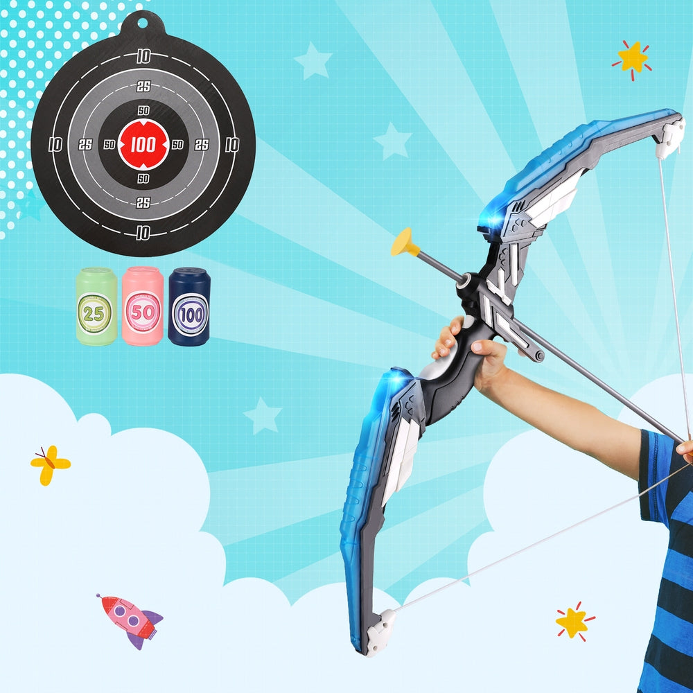 Outdoor Play Equipment - Kids Bow and Arrow Target Set Outdoor Sport Archery Toys Bottle LED Light