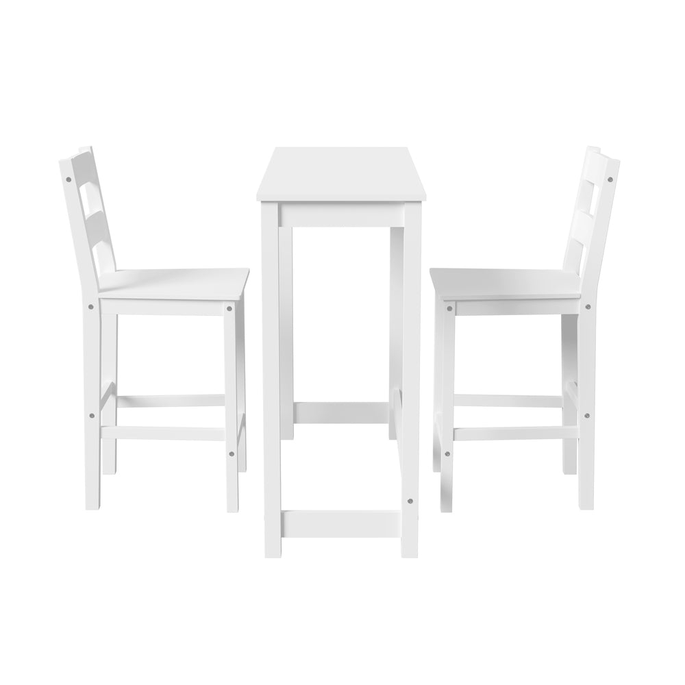 3PCS Bar Table Set Cafe Tables and 2 Stools Natural