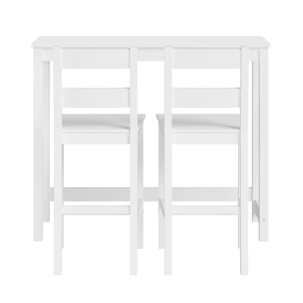 3PCS Bar Table Set Cafe Tables and 2 Stools Natural
