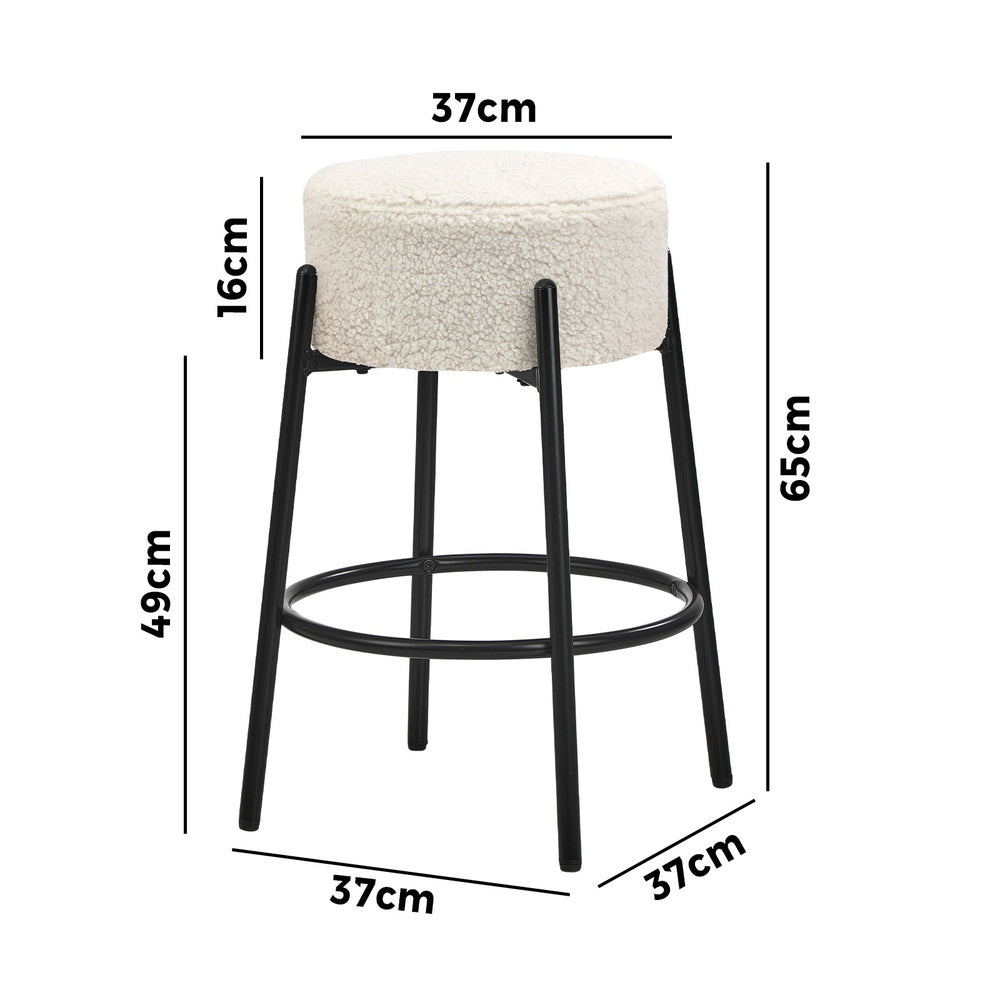 Bar Stools Kitchen Round Stool Boucle Fabric