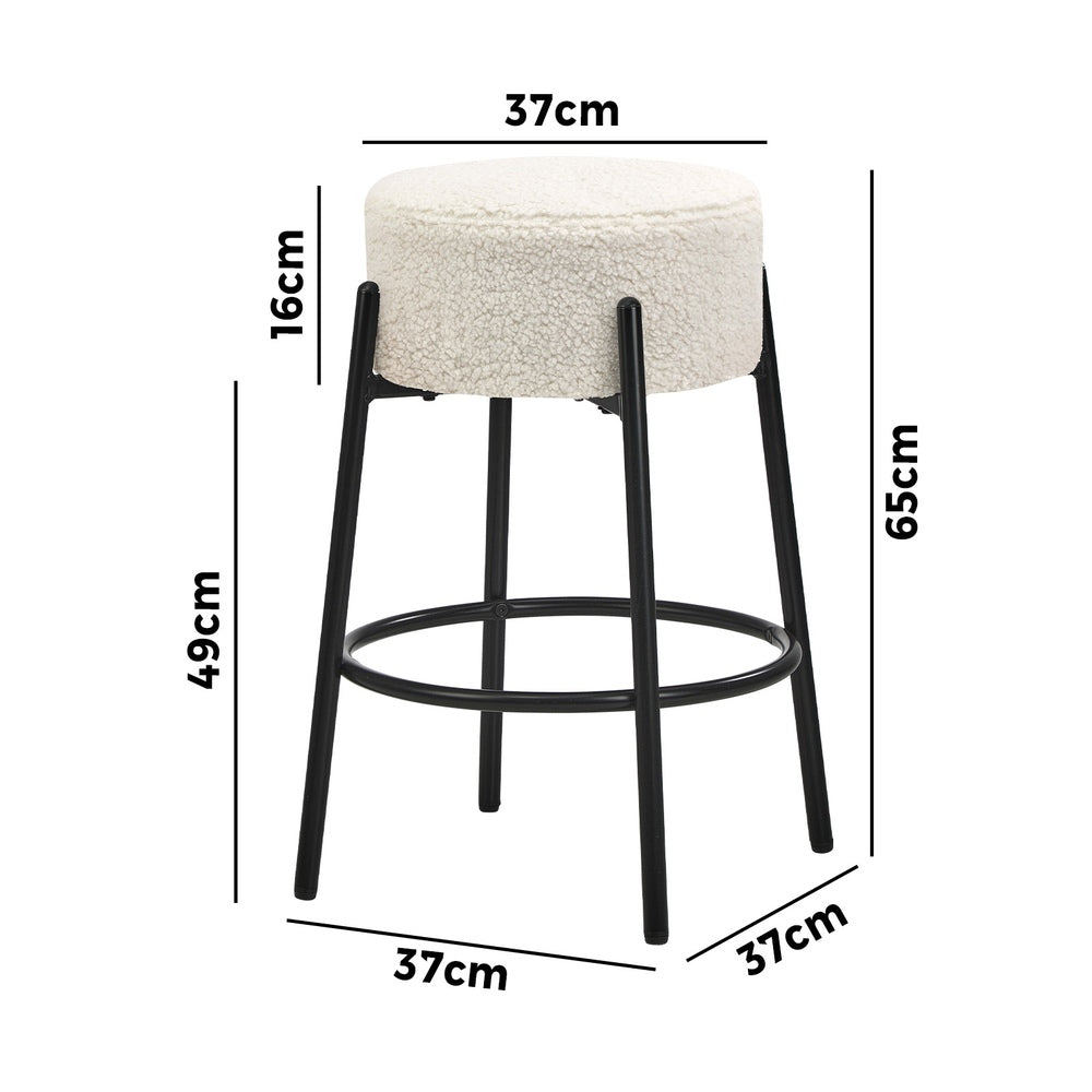 Bar Stools Kitchen Round Stool Boucle Fabric