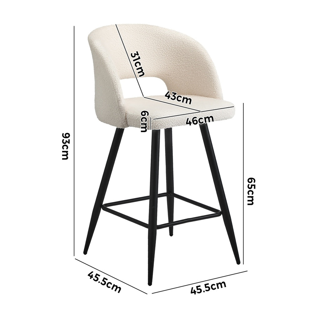 Bar Stools Kitchen Dining Chair Boucle White SURA