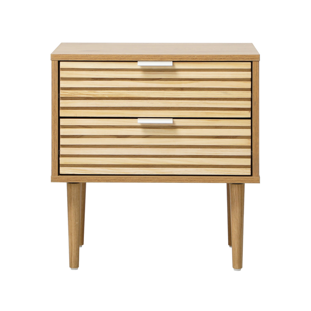 2 Drawer Bedside Table Metal Handle Natural | Simpledeals