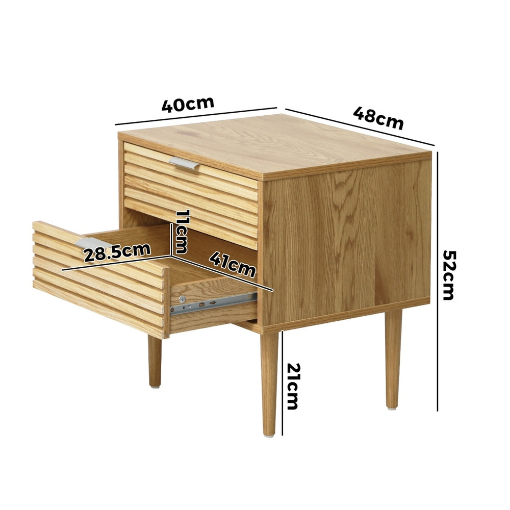 2 Drawer Bedside Table Metal Handle Natural | Simpledeals