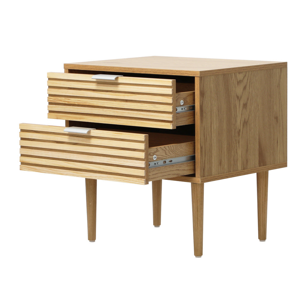 2 Drawer Bedside Table Metal Handle Natural | Simpledeals