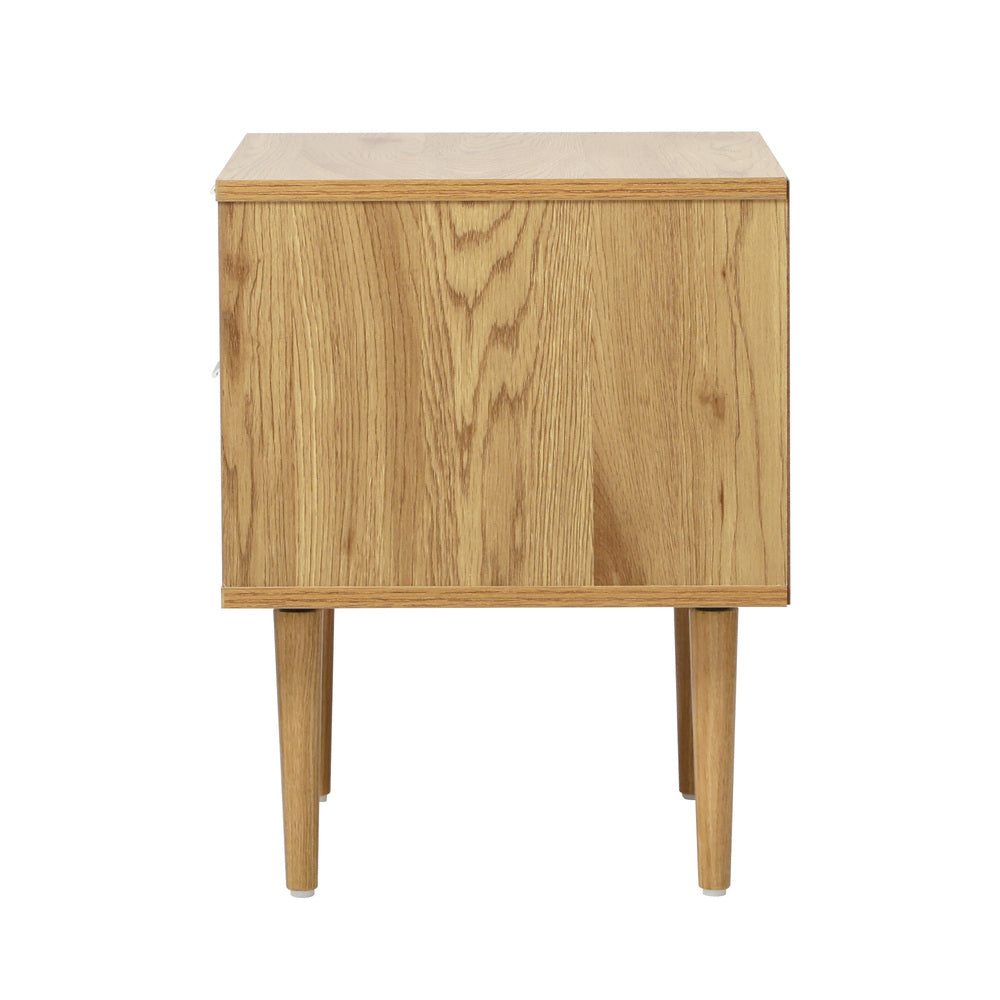 2 Drawer Bedside Table Metal Handle Natural | Simpledeals