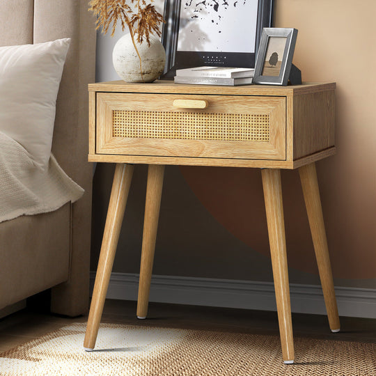Bedside Table Drawers Bedroom Wood Cabinet Nightstand