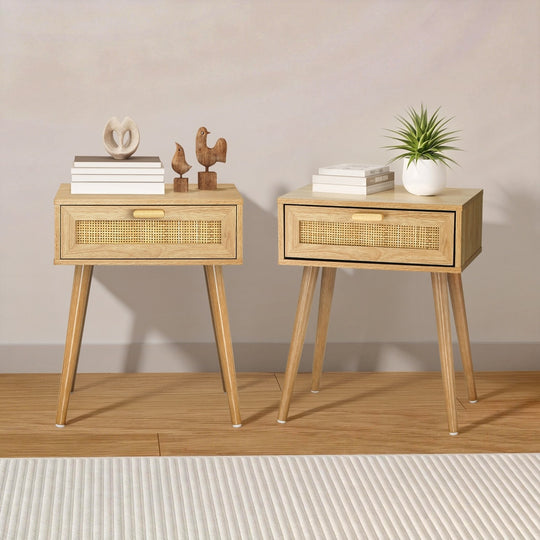 Bedside Tables Set of 2 Rattan