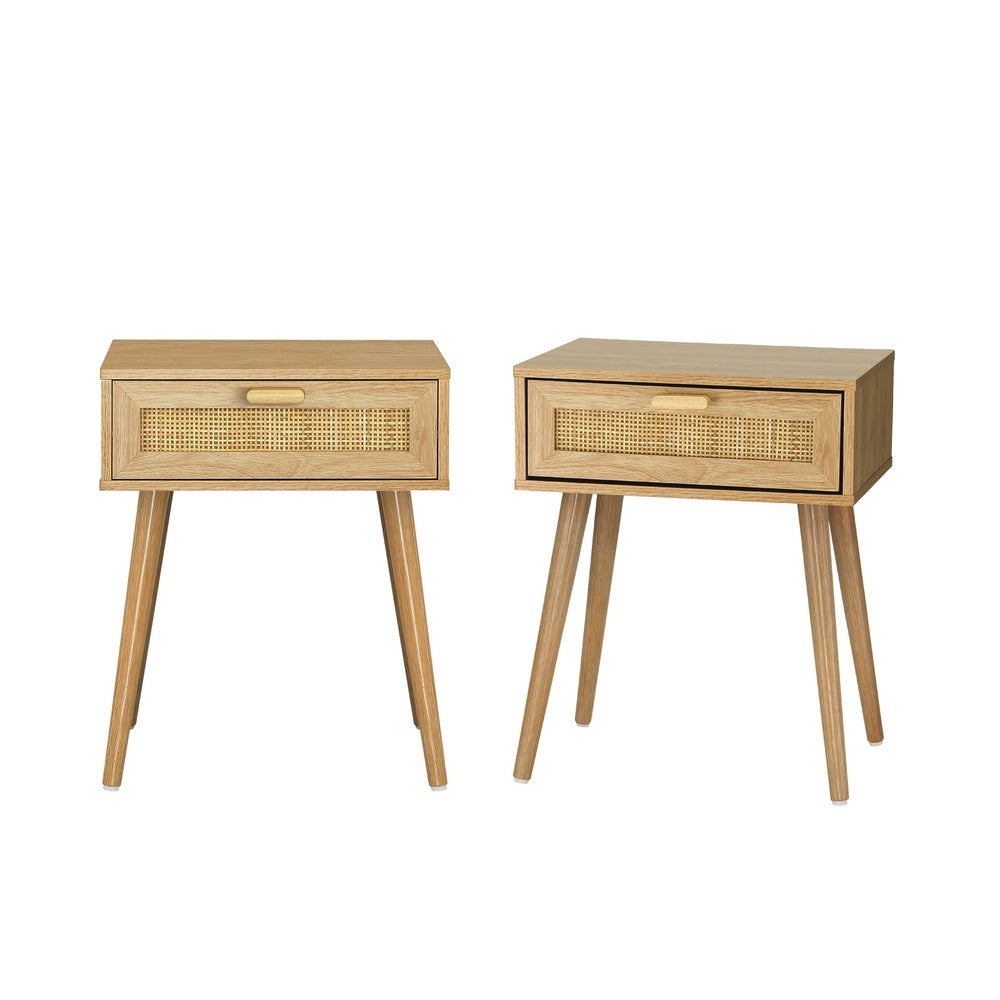 Bedside Tables Set of 2 Rattan