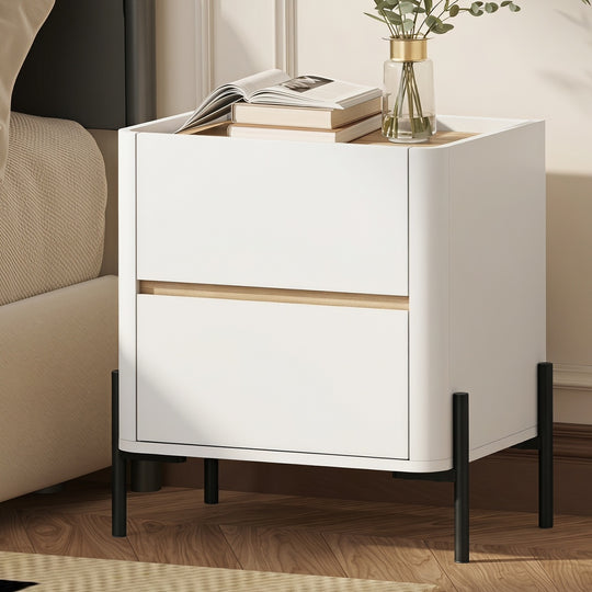White 2 Drawer Bedside Table 48x40x55cm
