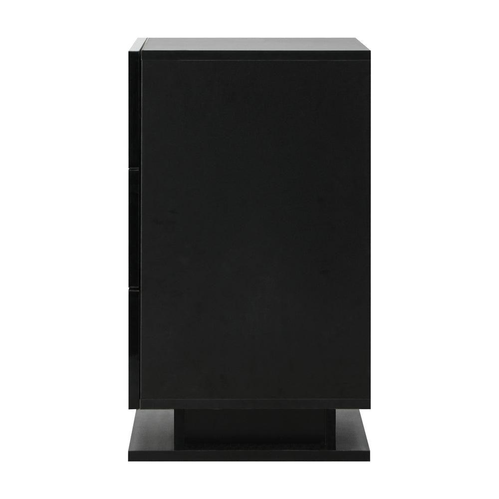 Bedside Table RGB LED Nightstand Cabinet 3 Drawers Side Table Furniture