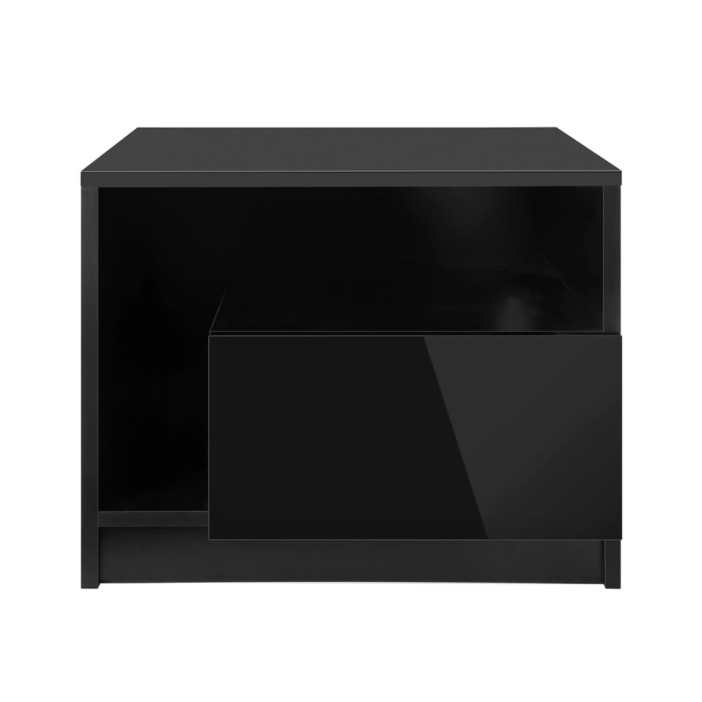 Bedside Tables Set of 2 LED Black