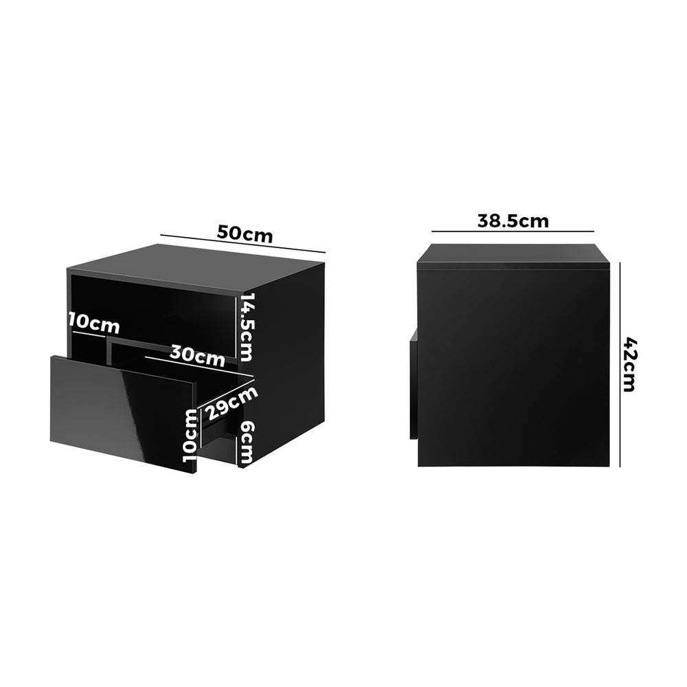 Bedside Tables Set of 2 LED Black