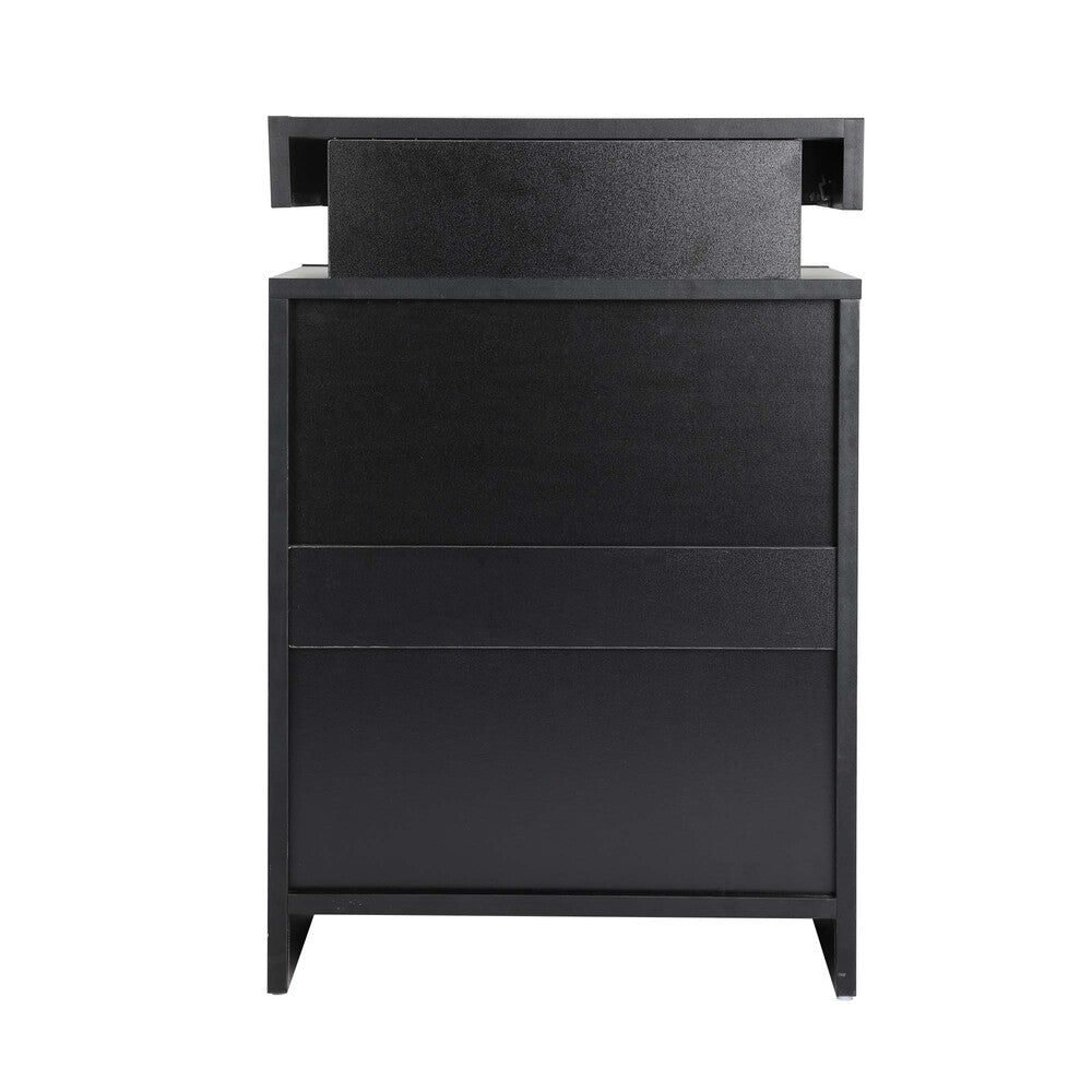 Bedside Tables Set of 2 LED Nightstand Black/White