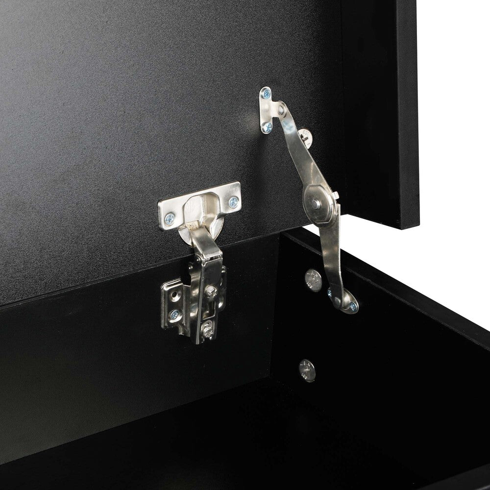 Bedside Tables Set of 2 LED Nightstand Black/White