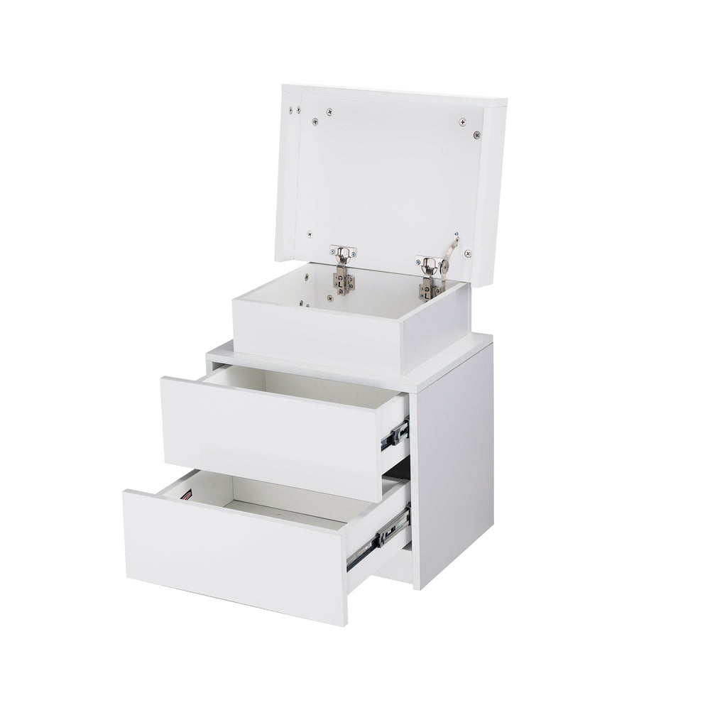 Bedside Table RGB LED Nightstand Cabinet 2 Drawers Side Table Furniture Black/White