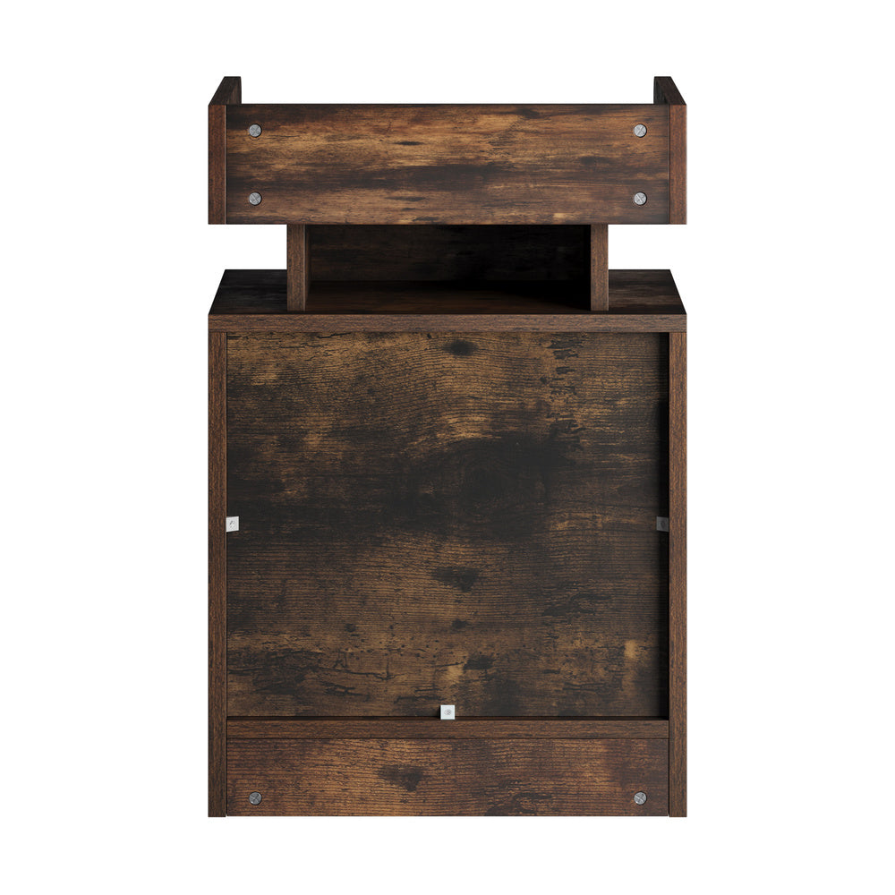 LED Bedside Table USB Charging Station Brown/Black/White