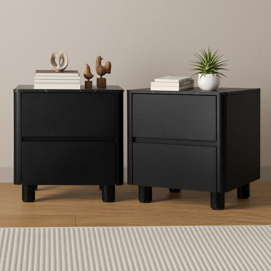 Bedside Table 2 Drawers Storage Cabinets