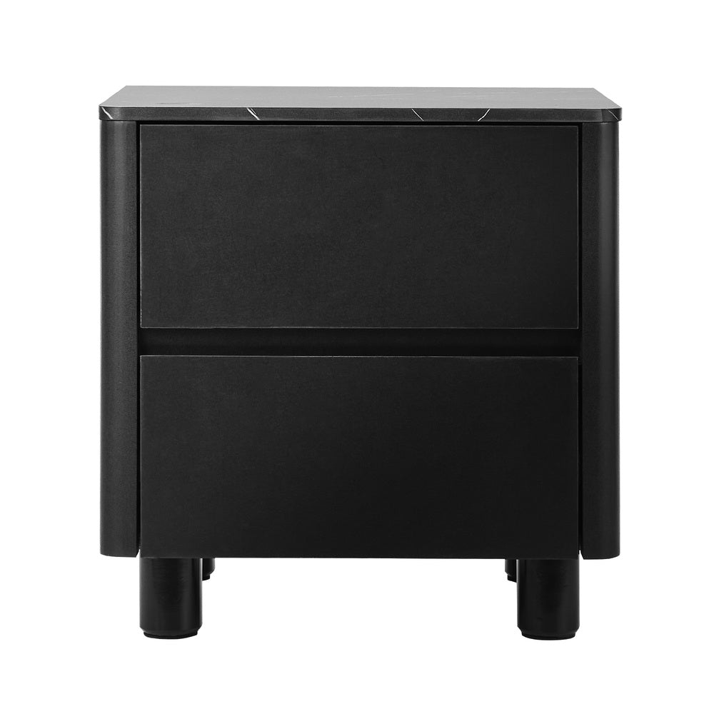 Bedside Table Storage Cabinets Nightstand Black/Walnut