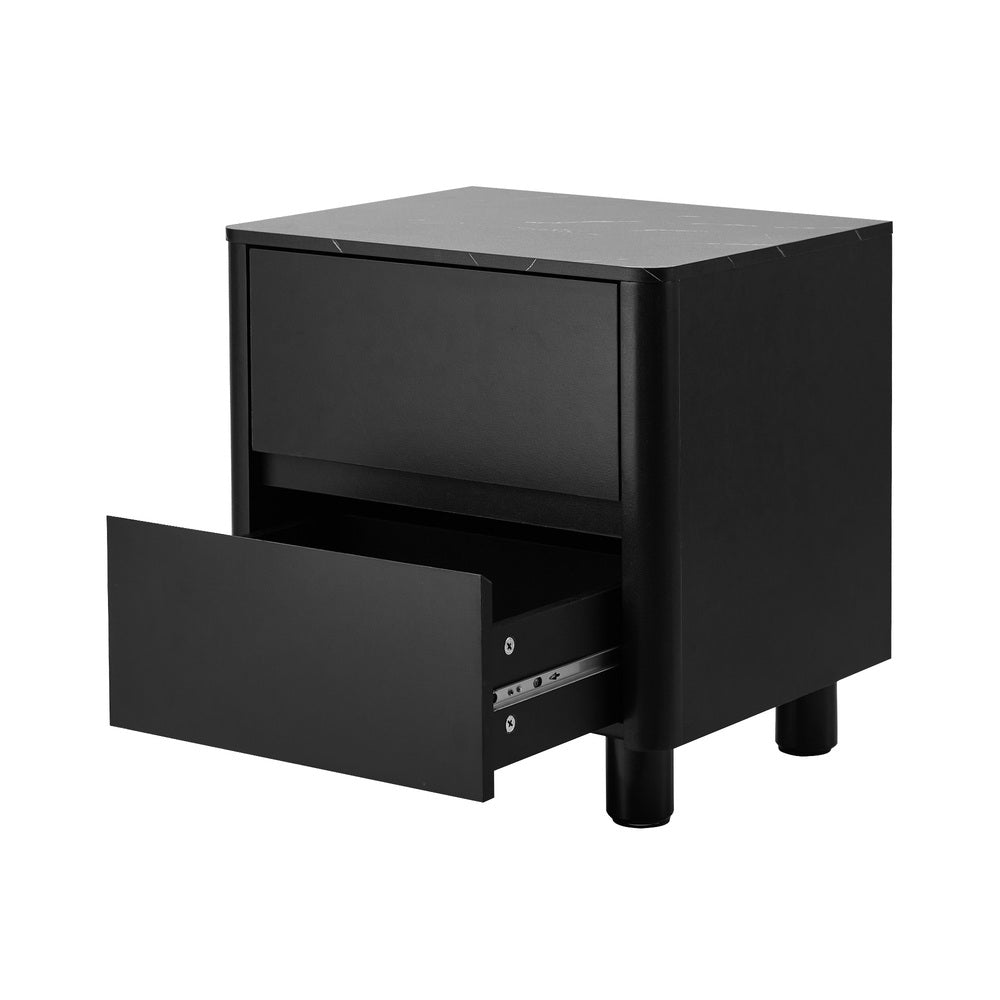 Bedside Table Storage Cabinets Nightstand Black/Walnut