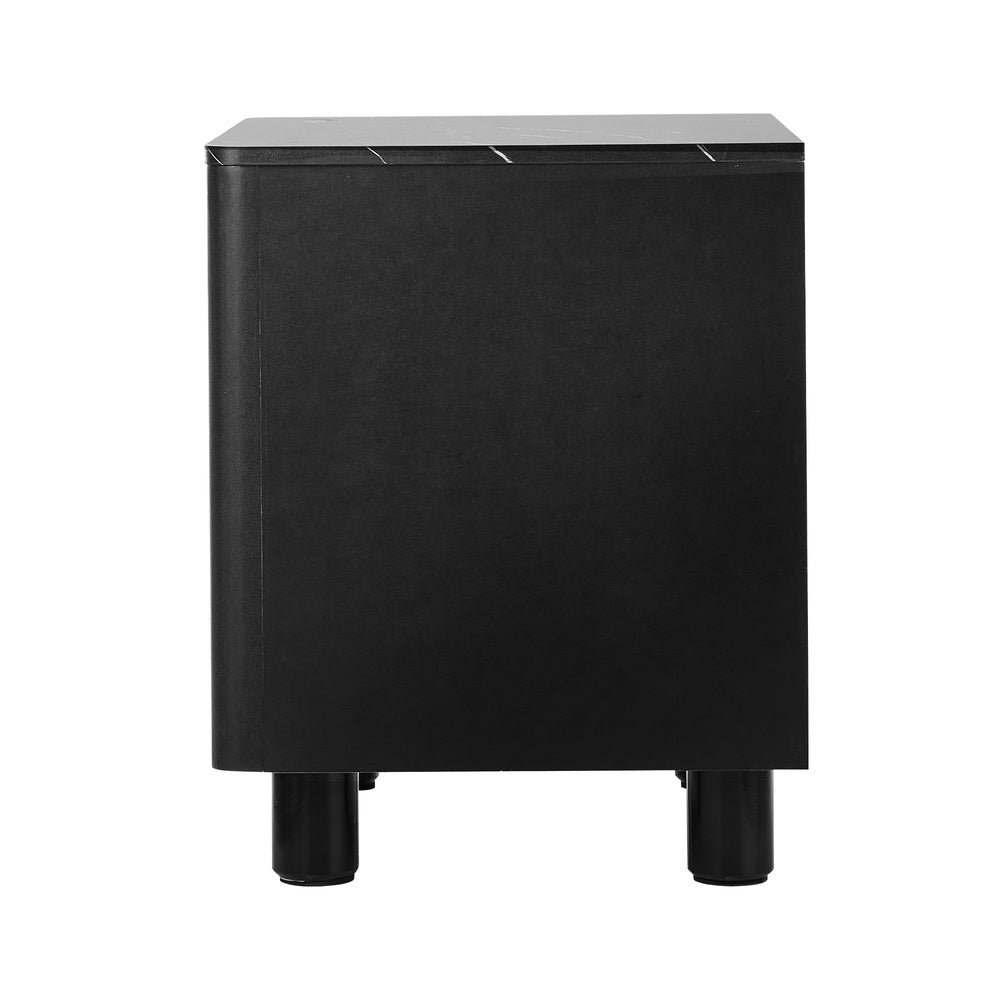 Bedside Table Storage Cabinets Nightstand Black/Walnut