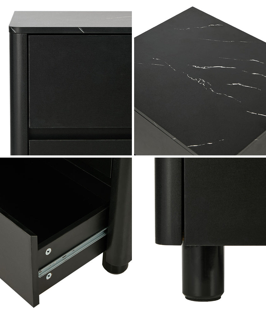 Bedside Table Storage Cabinets Nightstand Black/Walnut