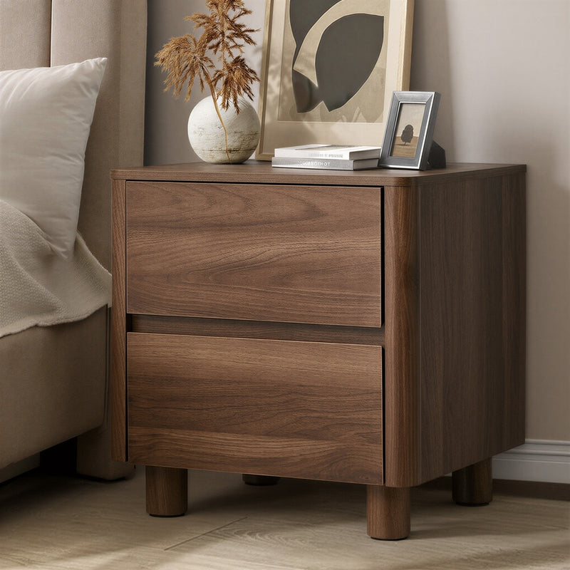 Bedside Table 2 Drawer Storage Cabinet Nightstand
