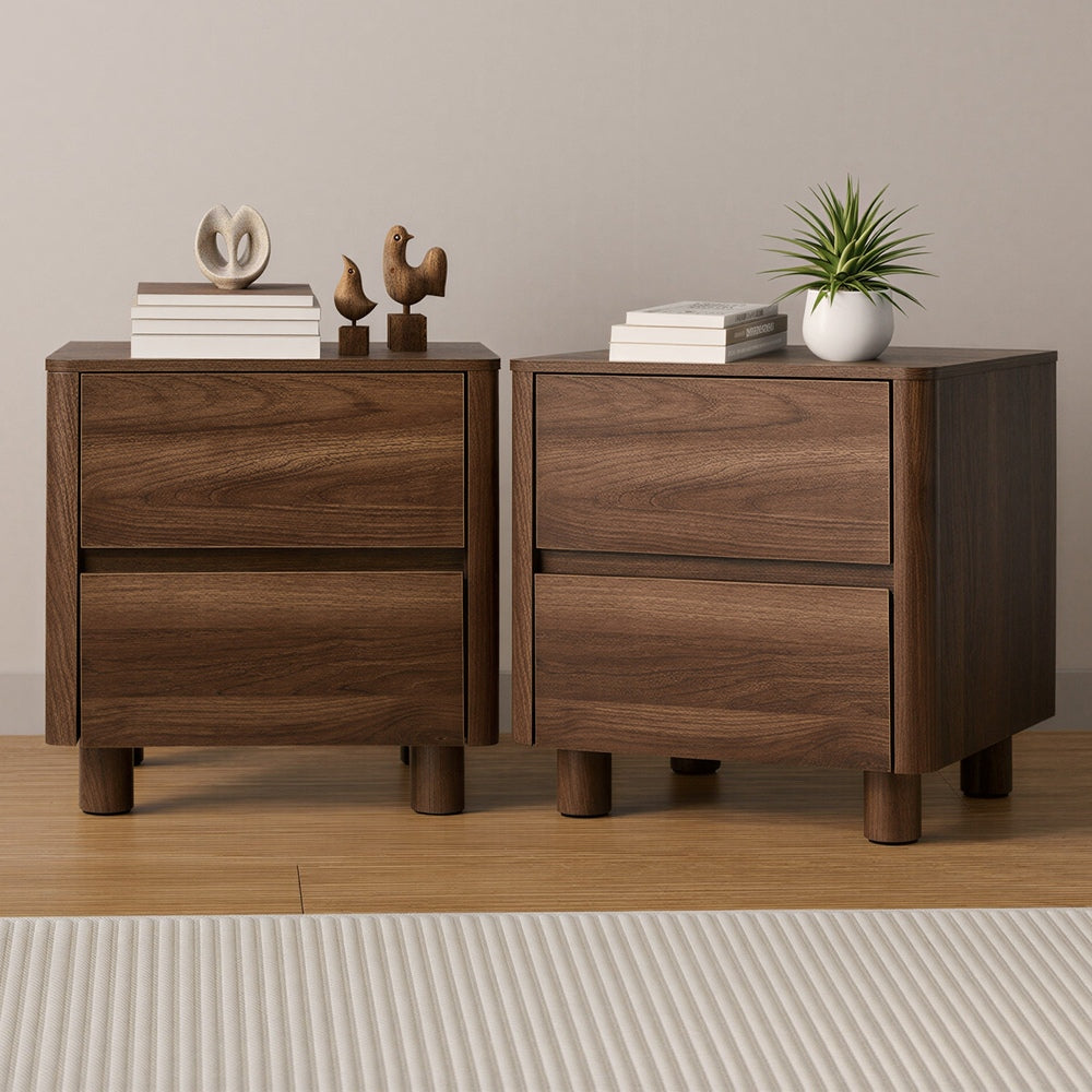 Bedside Table Storage Cabinets Nightstand Black/Walnut