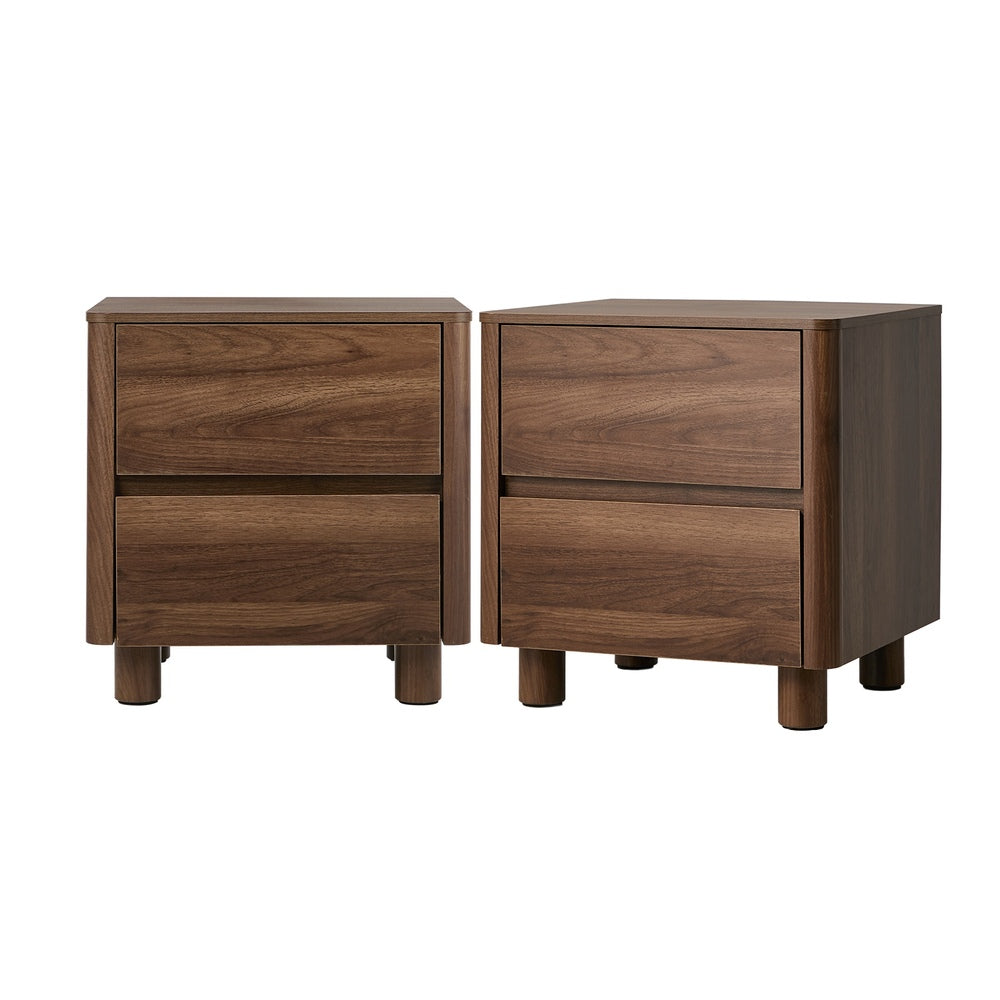 Bedside Table Storage Cabinets Nightstand Black/Walnut