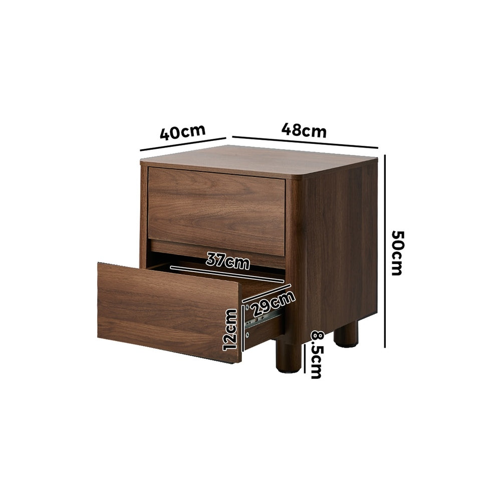 Bedside Table Storage Cabinets Nightstand Black/Walnut