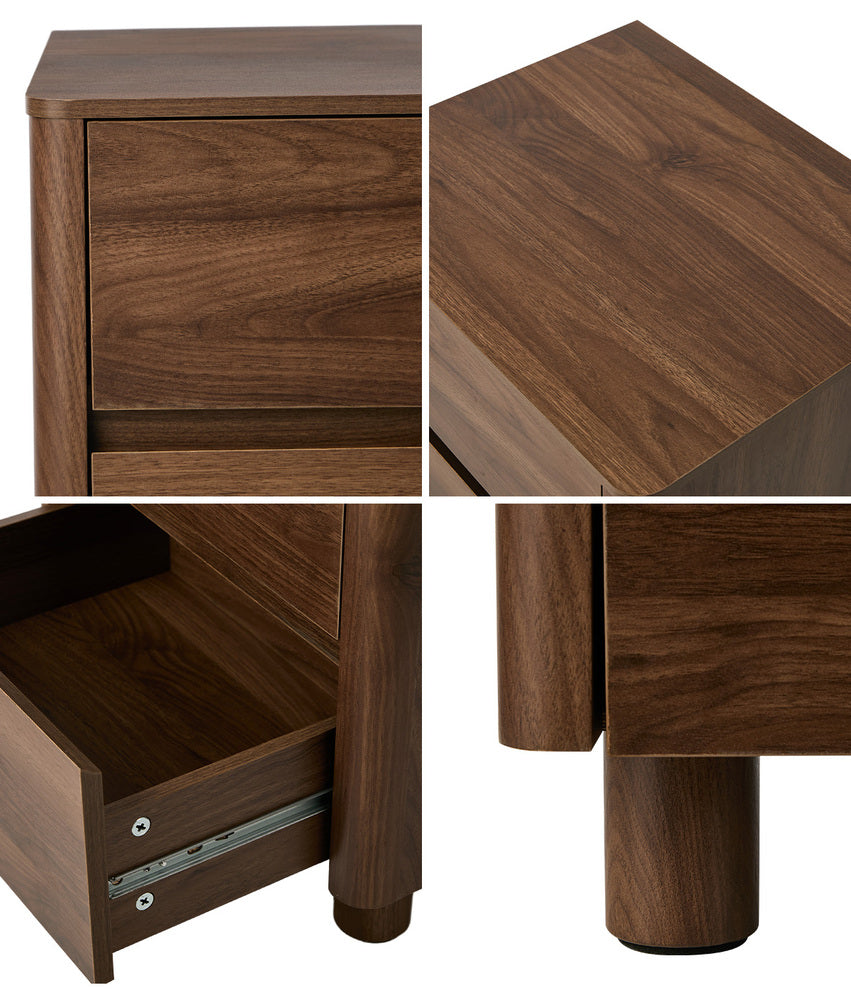 Bedside Table Storage Cabinets Nightstand Black/Walnut
