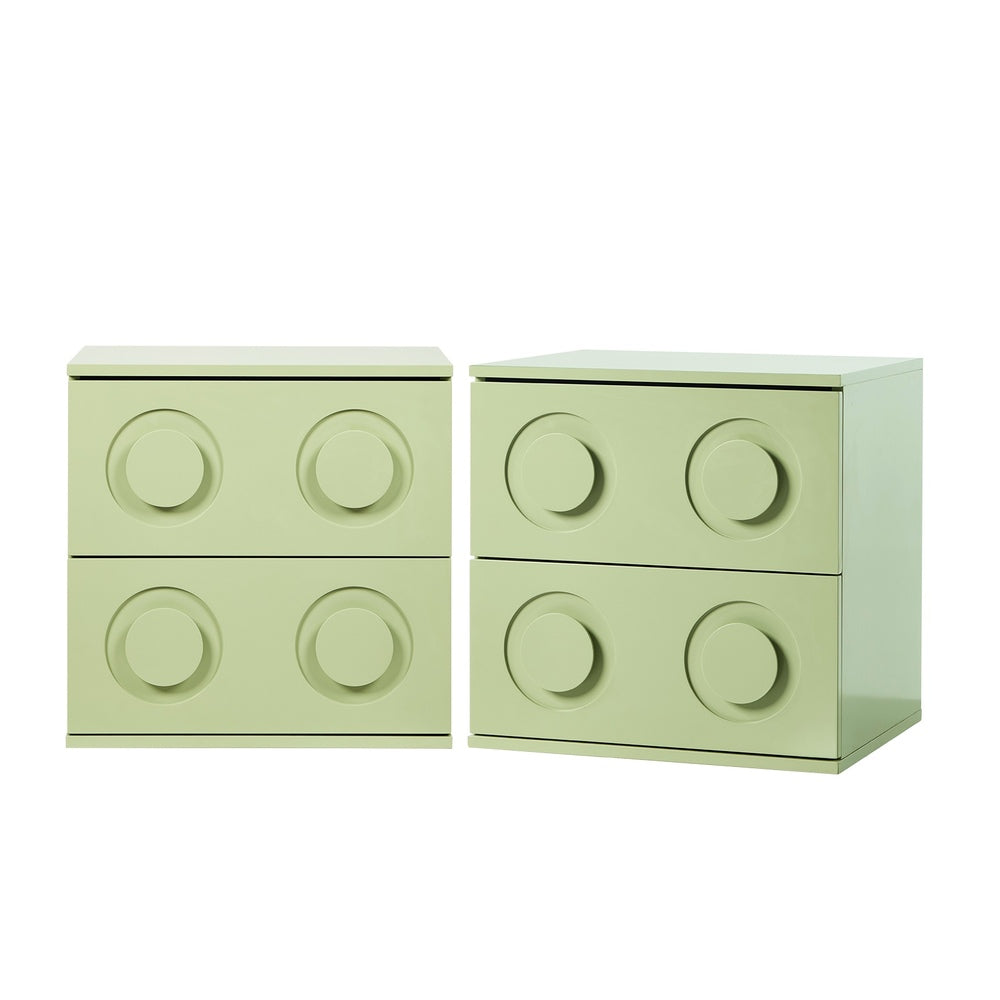 Modern Bedside Table Set Of 2 Dot Collection 2 Drawer Pink MDF Cabinet