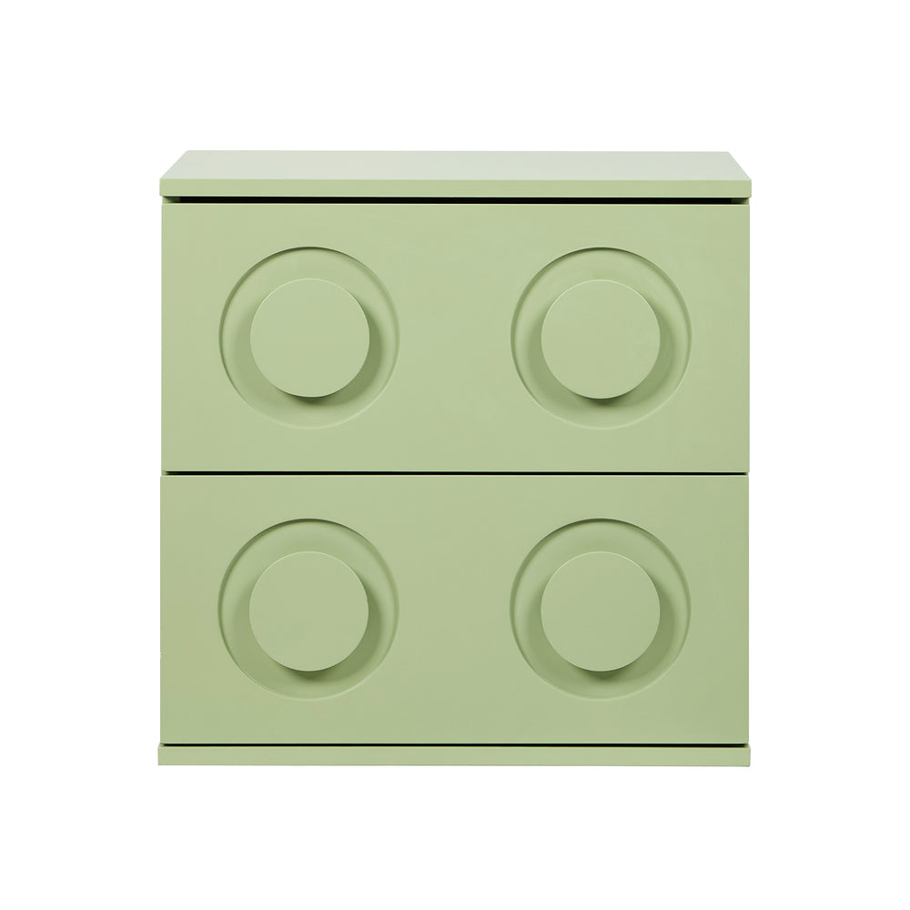 Modern Bedside Table Set Of 2 Dot Collection 2 Drawer Pink MDF Cabinet