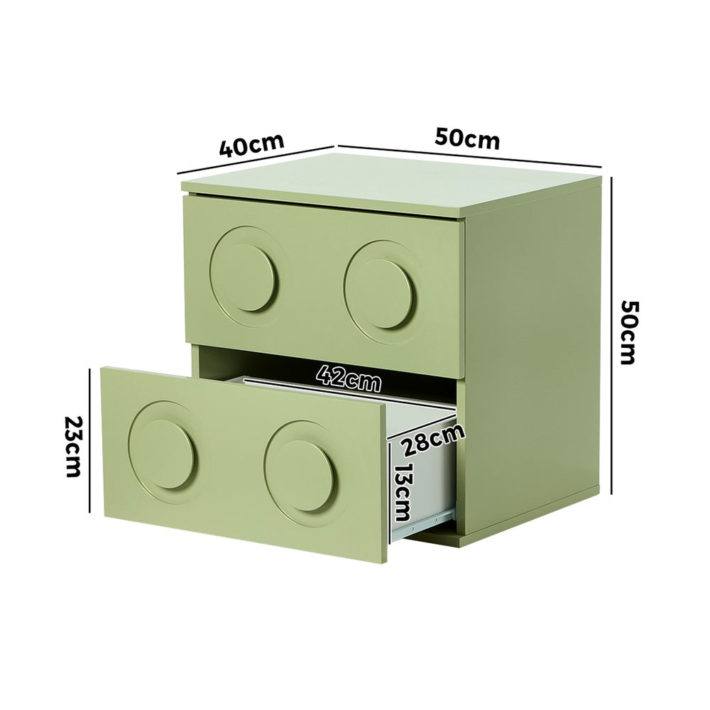 Modern Bedside Table Set Of 2 Dot Collection 2 Drawer Pink MDF Cabinet