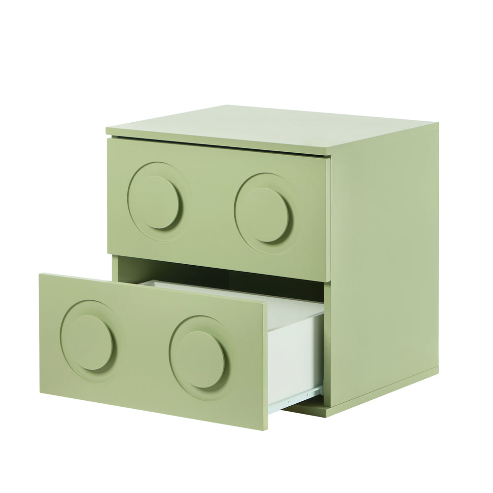 Modern Bedside Table Set Of 2 Dot Collection 2 Drawer Pink MDF Cabinet
