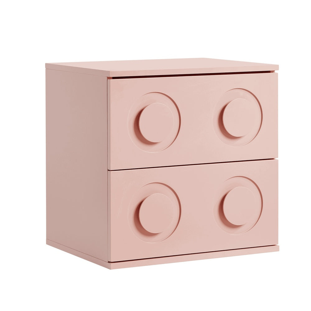 Bedside Table 2 Drawers Nightstand Side Storage Cabinet - Green