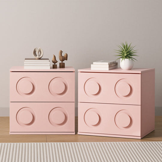 Modern Bedside Table Set Of 2 Dot Collection 2 Drawer