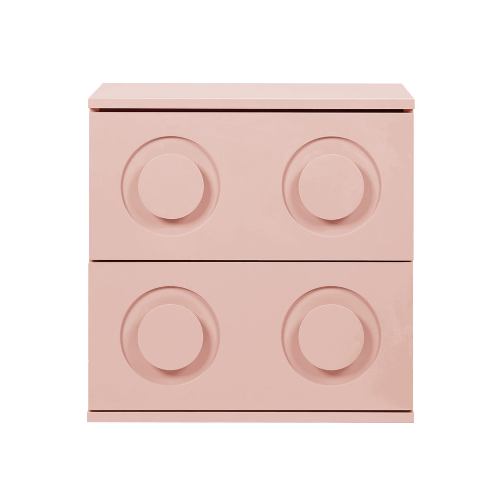 Modern Bedside Table Set Of 2 Dot Collection 2 Drawer Pink MDF Cabinet