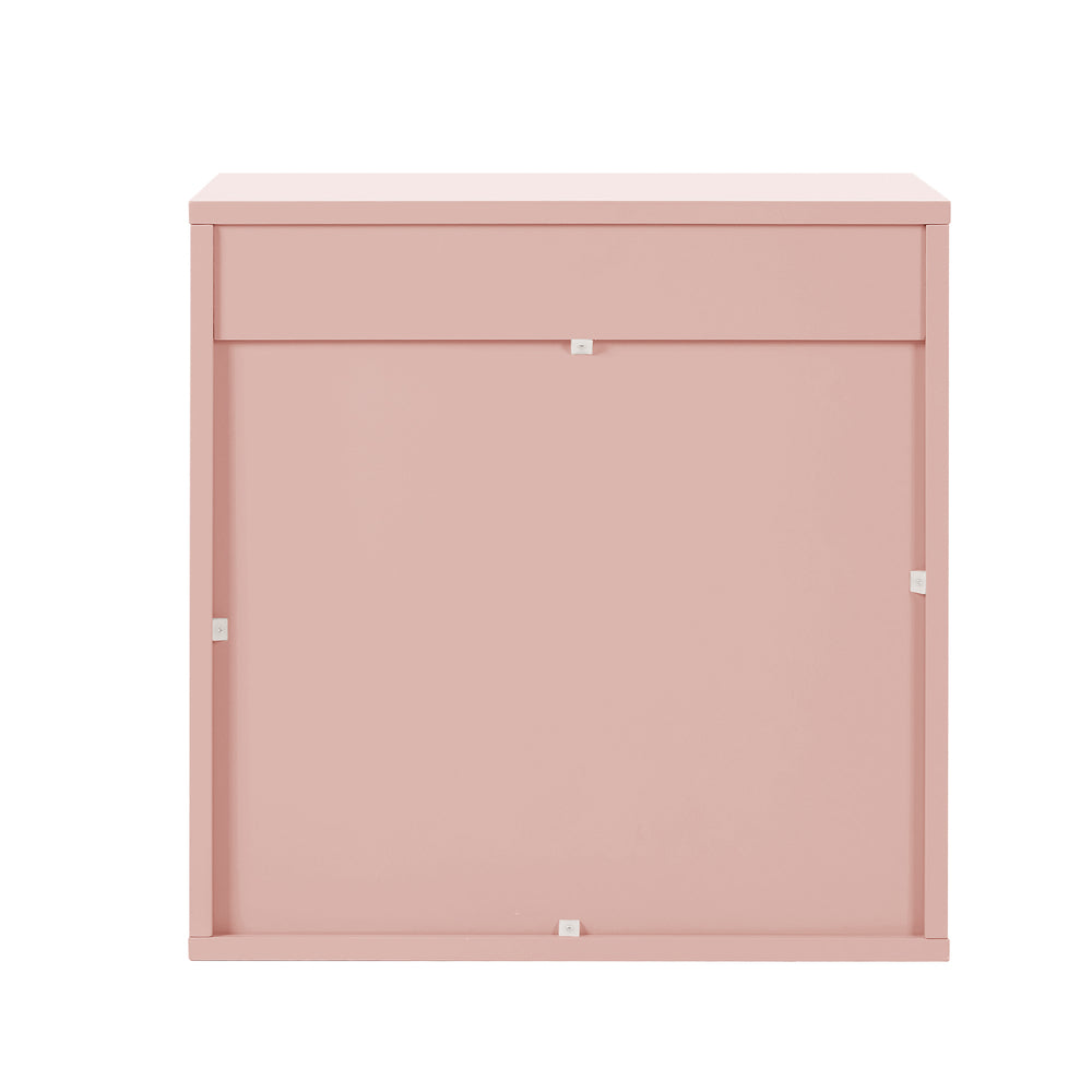 Modern Bedside Table Set Of 2 Dot Collection 2 Drawer Pink MDF Cabinet
