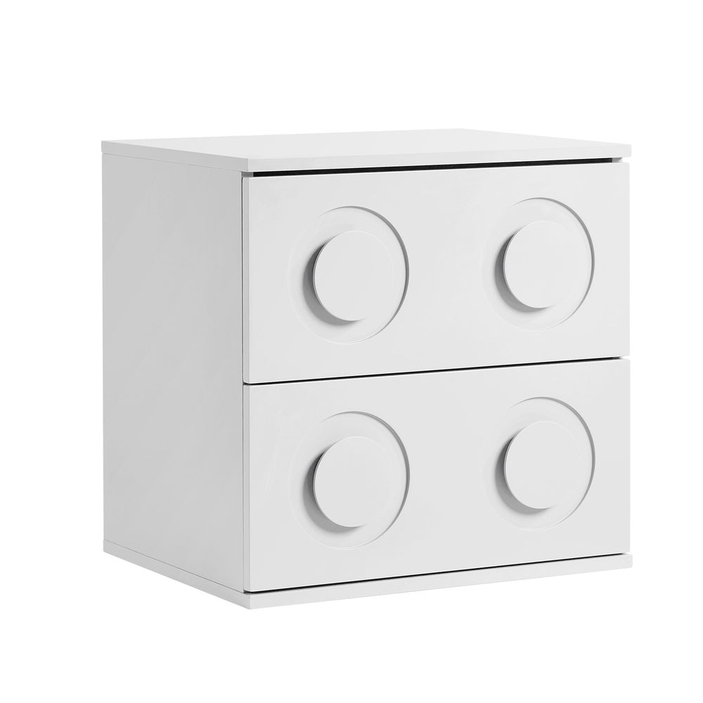 Bedside Table 2 Drawers Nightstand Side Storage Cabinet - Green