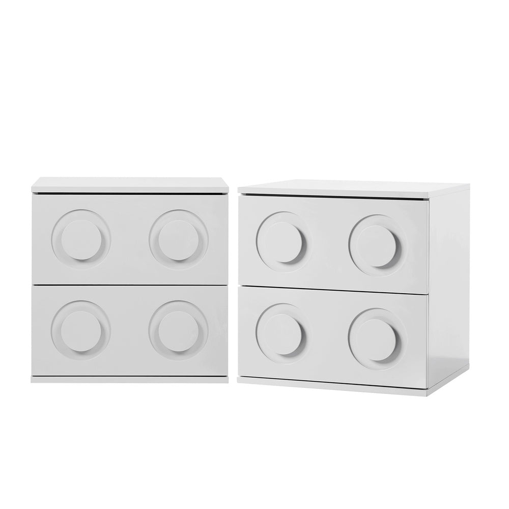 Modern Bedside Table Set Of 2 Dot Collection 2 Drawer Pink MDF Cabinet